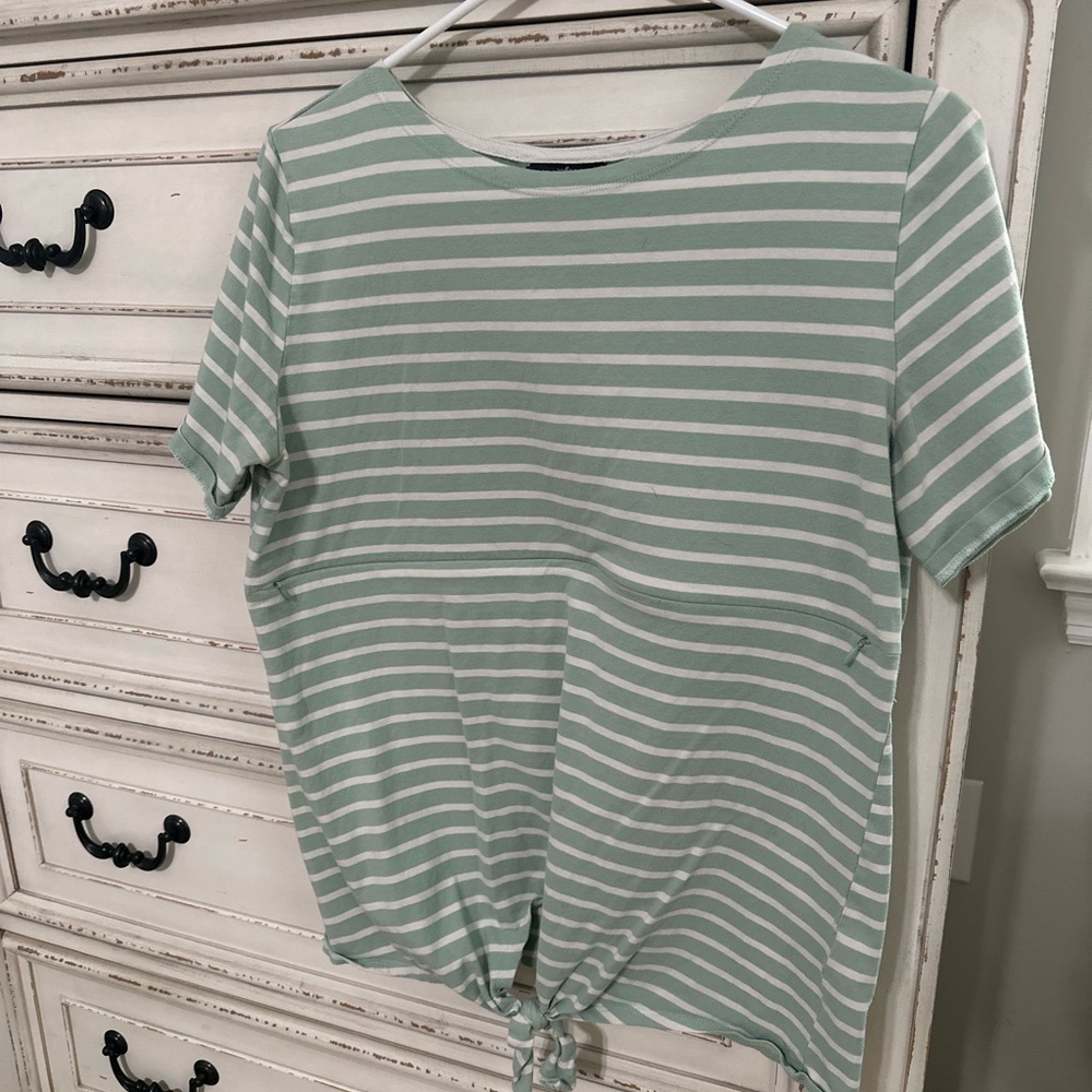 Nursing Queen Green Tie Front Short Sleeve T-Shirt